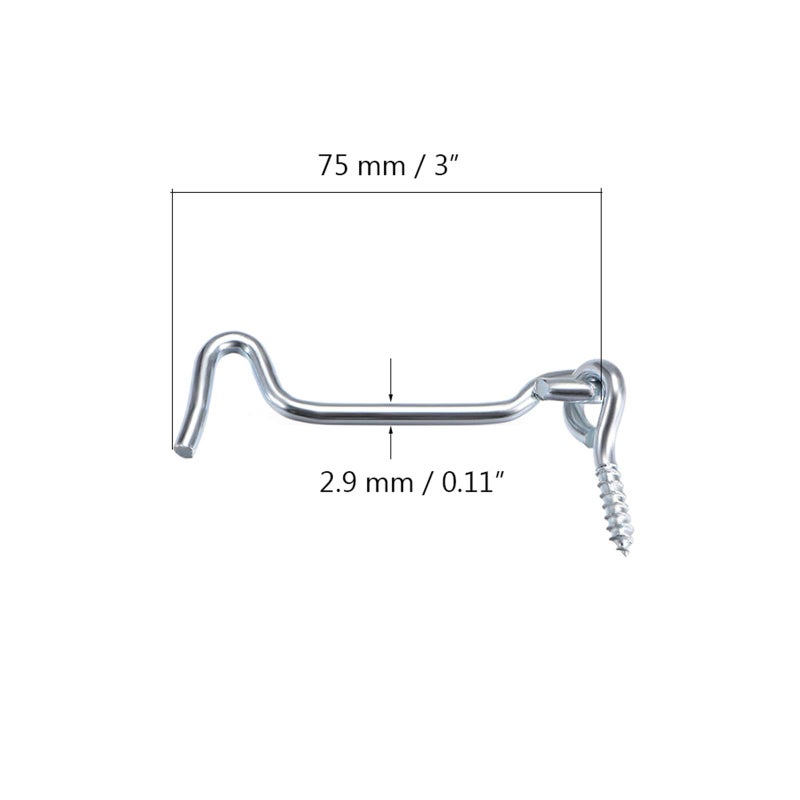 ZXUEZHENG 4Pcs 3 inches Cabin Hook Eye Latch Gate Door Swivel Window Door Hook with Mounting Screws - Image 2